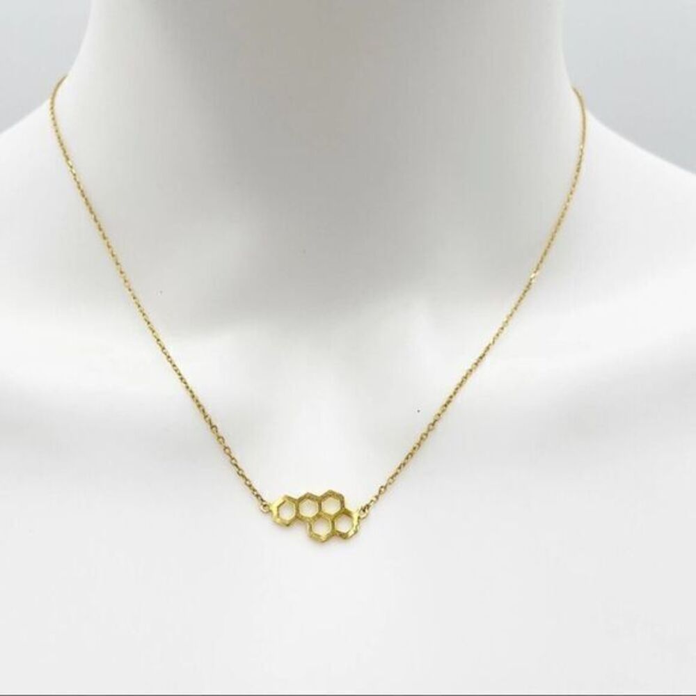 Gold-tone Ladies Fashion Honeycomb Dainty Necklace
